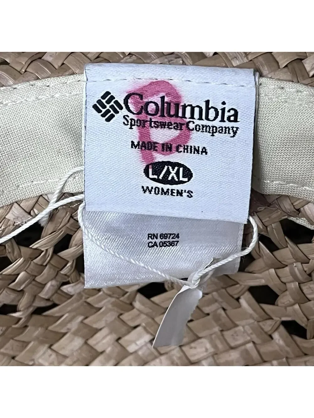 Columbia Seagrass Straw Hat L/XL Natural Woven Wide Brim Sun Hat Beach